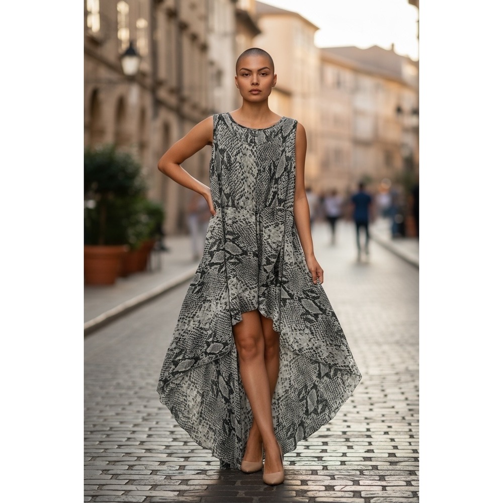 Ali & Kris Women's M Snake Print High Low Sleeveless Maxi Dress - Picture 3 of 10
